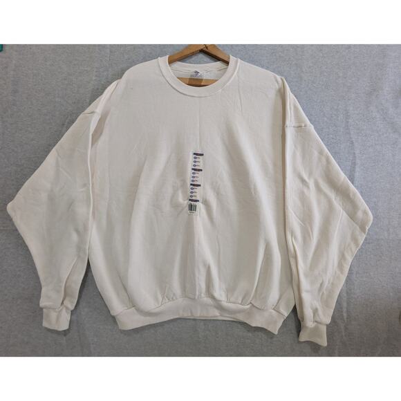 JERZEES Sweatshirt Men's 2XL Off White Blank Crewneck Pullover Y2k Vintage NWT - Picture 1 of 8